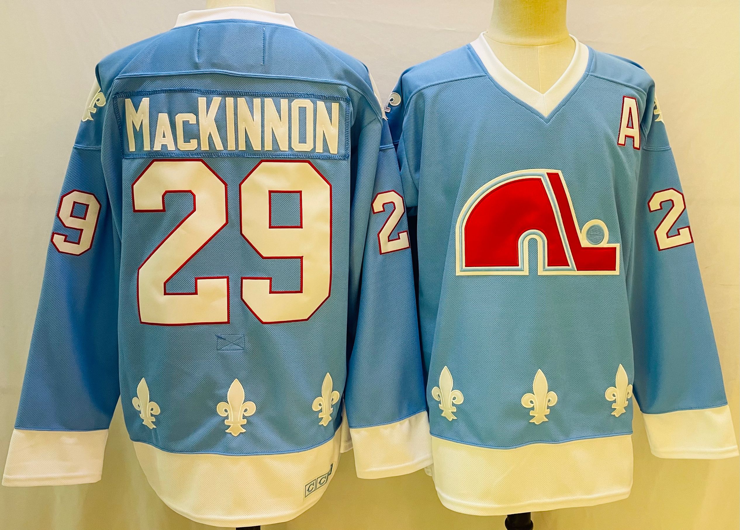 Men Colorado Avalanche 29 Mackinnon Blue Throwback 2022 Adidas NHL Jersey